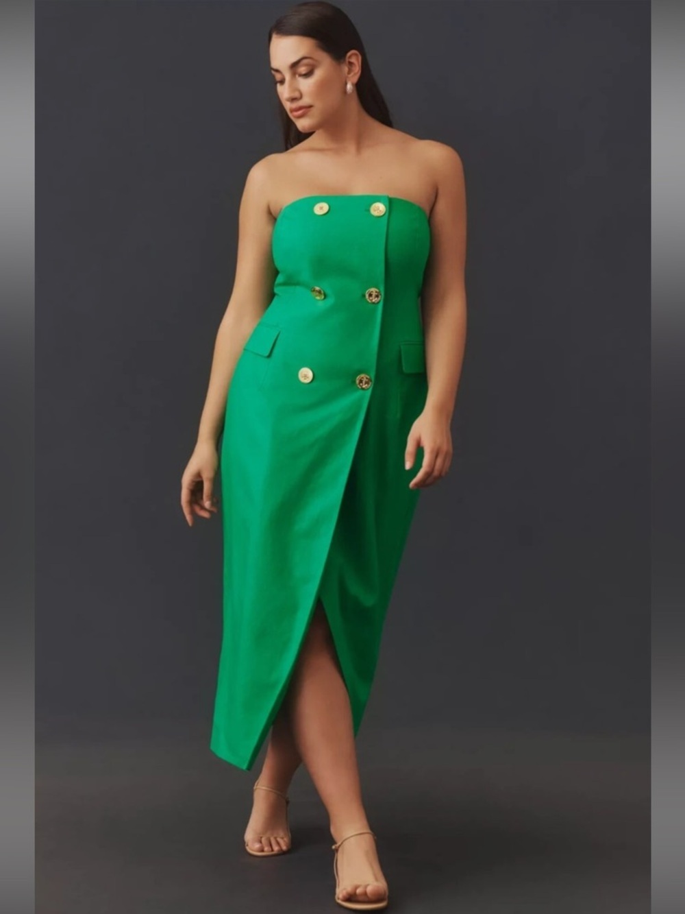 MARE MARE β’ nwt Anthropologie strapless trench midi dress - 2x green